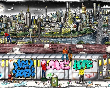 Tagging the subway - 46 x 29 cm - Sérigraphie 3D