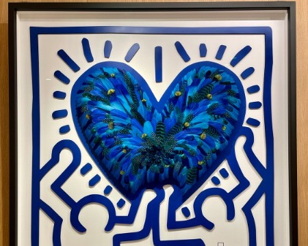 Crush - Tribute to Keith Haring - blue edition - 120 x 120 cm - Plumes et dessin