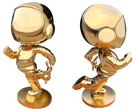 Cosmonaute rigolo - Sculpture gold platinium - 150 cm ou 60 cm