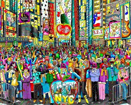 Happy New Year from Times Square - 13" x 20" - Serigraphy 3D