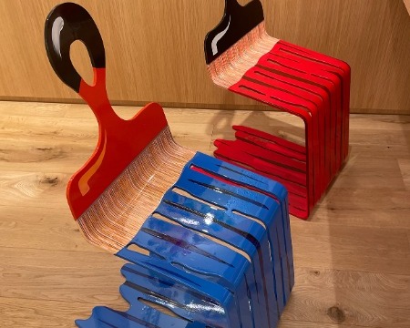 Brush Chair - 95 x 50 x 39 cm - Sculpture murale 3D en métal découpée au laser