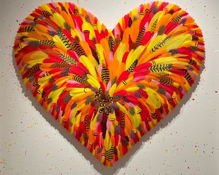 Huge Love - 47" x 47" - Plumes and drawing
