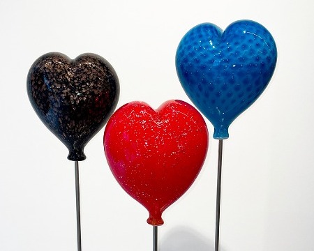 Heart Balloon - Sculptures en verre - 58 cm / 50 cm / 68 cm x 20 cm