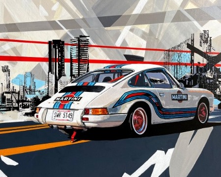 Martini Racing Porsche - 24" x 31" - Acrylic on canvas