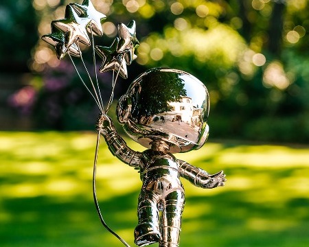 Stars Balloon - Sculpture en inox poli miroir - 60 cm