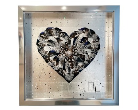 Pocket Love - Argent - 45 x 45 cm - Plumes et dessin