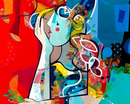 Bonheur de vie - 100 x 80 cm ou 24 x 30 cm- Laque sur aluminium