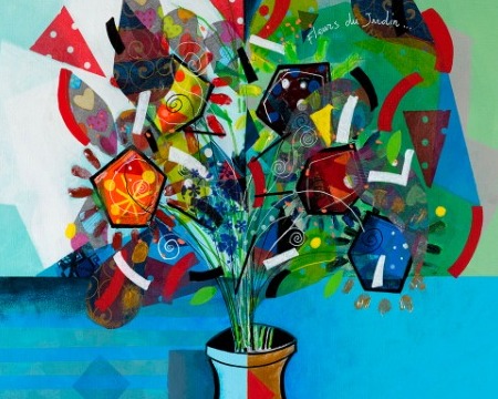 Fleurs du jardin - 39" x 31" or 9" x 12"- Lacquer on aluminium