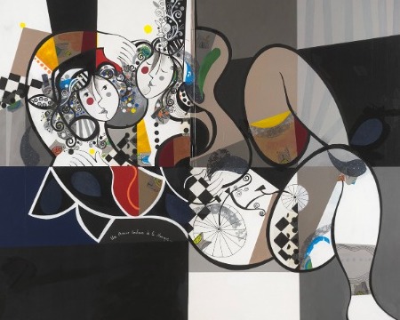 Un amour couleur de la musique - 100 x 80 cm ou 24 x 30 cm - Laque sur aluminium