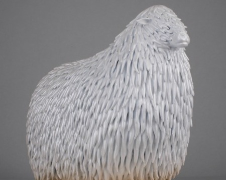 Lincoln Longwool (white) - Resin sculpture - 12" x 9" inch