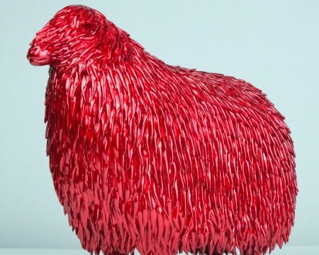 Lincoln Longwool (red) - Resin sculpture - 12" x 9" inch
