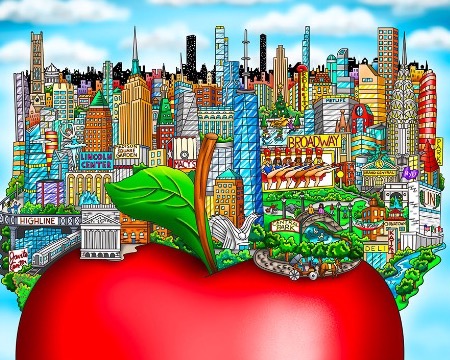 Big apple ... Little Island - 18 x 23 cm - Sérigraphie 3D