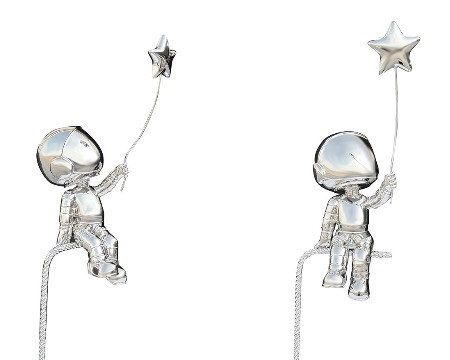 Penseur sur corde avec étoile - polished stainless steel - 31" inch
