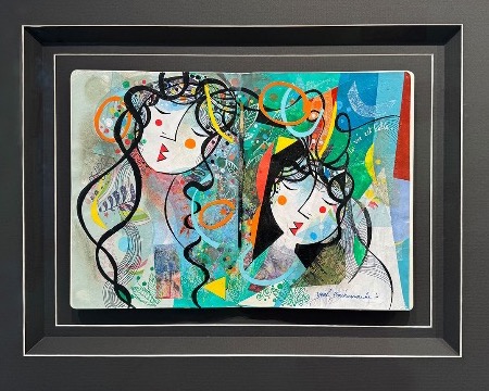 SOLD OUT - La vie est belle - 70 x 56 cm encadré  - Technique mixte