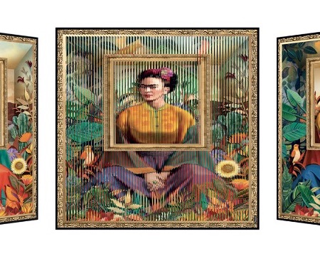 Frida dans son cadre - Kinetic Pop art - 100 x 100 cm