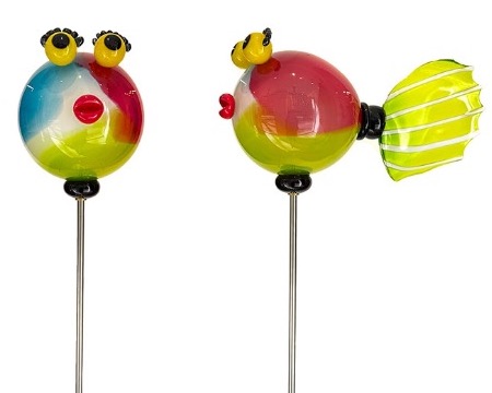 SOLD OUT - Poisson bulle tropiques panache - Glass sculpture -19" height  x 13" length x 6" diameter