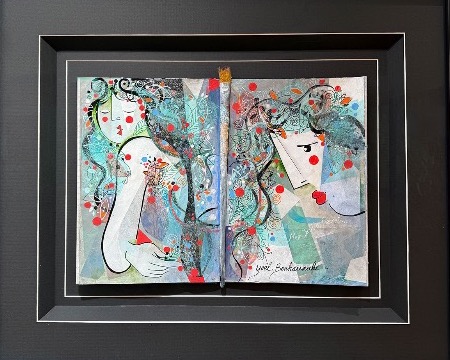Mon jardin secret - 70 x 56 cm encadré  - Technique mixte