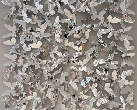 Silver square - wall sculpture  - 47 x 47 in