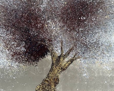 329 Racines - 120 x 120 cm - Huile sur toile et feuille d'or
