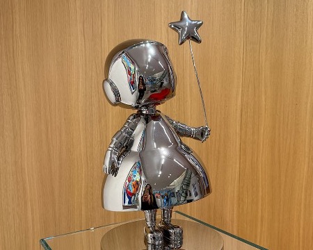 Astro Girl Ménine - Sculpture en inox poli miroir - 50 cm