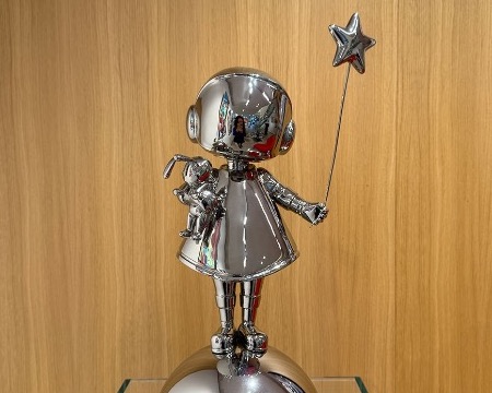 Astro girl with doodoo - polished stainless steel - 20" inch