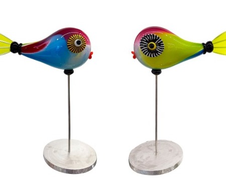 Poisson Tropiques multicolore - Glass sculpture -24" height  x  20" width x 8" diameter