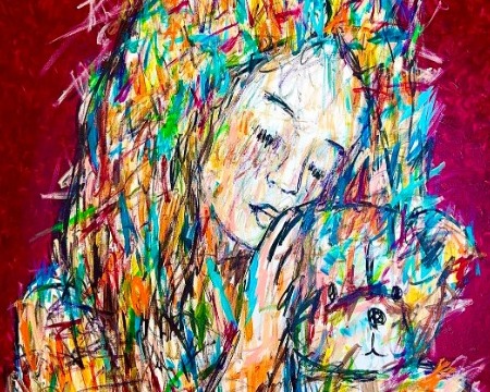 Le monde peut attendre - Inks of China, aerosol and resin on cloth - 47" x 47" inches