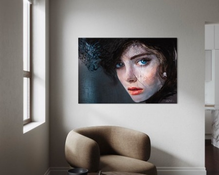 Dundee en intérieur - 100 x 150 cm - Peinture acrylique et résine sur métal