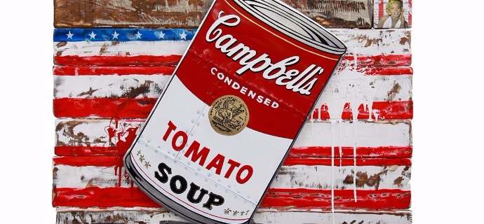 Campbell soup - 33,4" x 43,3" - Mixed media on wood