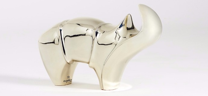 Rhinocéros blanc - 9" x 14" – Bronze mirror polished