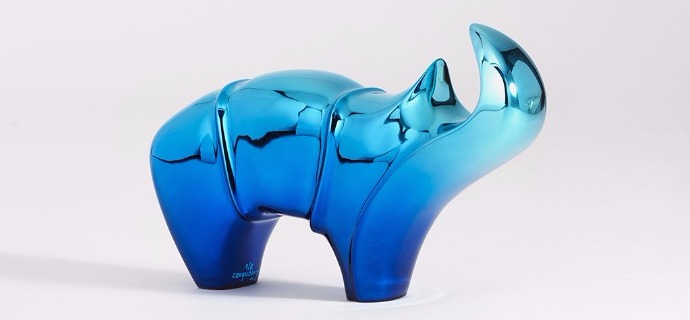 Rhinocéros bleu - 9" x 14" – Bronze mirror polished