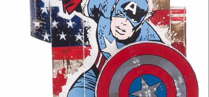 Captain América - 31,5" x 49" - Mixed media on wood