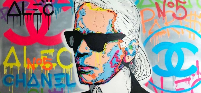 Karl Lagerfeld Chanel Icon - 48" x 72" inch - mixed media