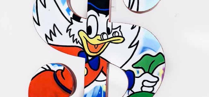 Dollar Scrooge With Money Bag - 91 x 53 cm - Sculpture