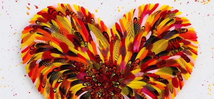 Jungle Love - 100 x 100 cm - Plumes et dessin