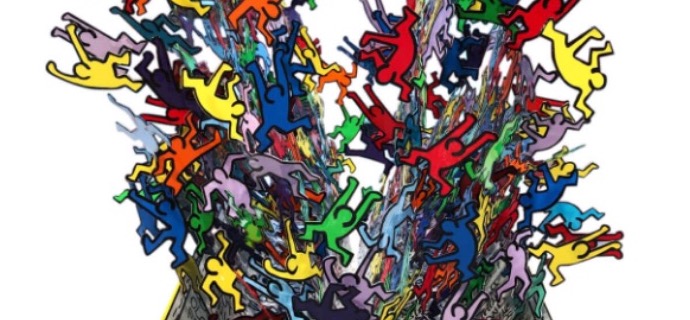 Keith Haring Book - 22" x 18"- Sculpture metal in 3D