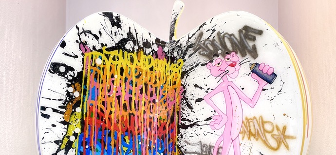 Pink Panther & Jonone - 14" inch - Resin sculpture