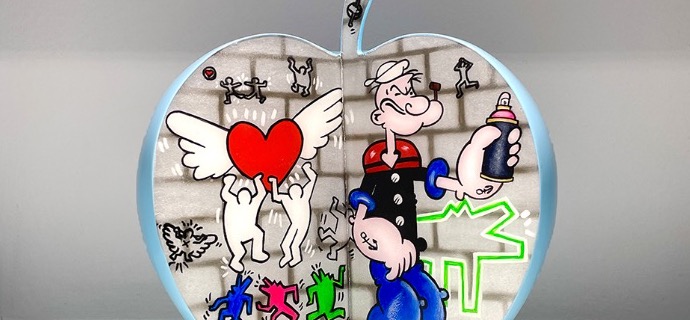 Popeye & Keith Haring - 18 cm - Sculpture en résine