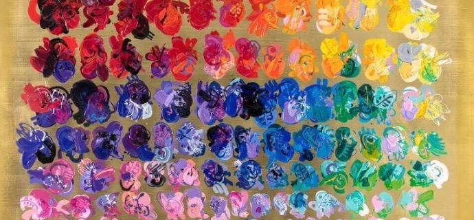 Flower field - Gold - 180 x 120 cm - Monotype