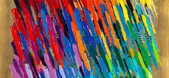 Notes Gold - 100 x 100 cm - Monotype