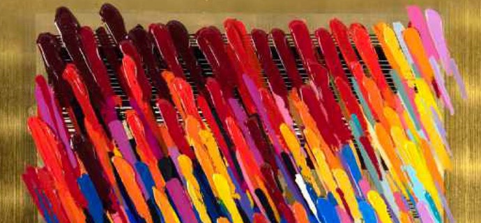 Notes Gold - vertical - 180 x 120 cm - Monotype