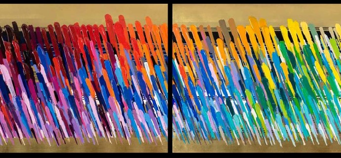 Notes gold - Diptyque - 180 x 120 cm - Monotype