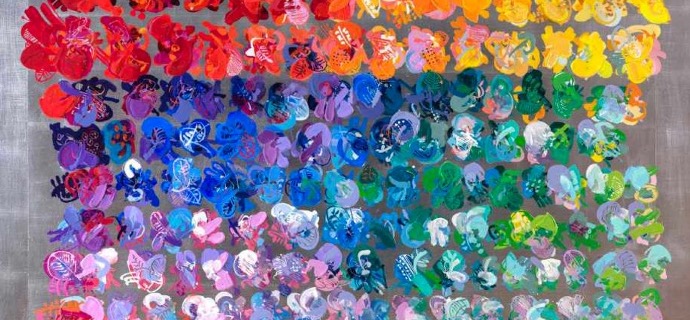 Flower field - Silver - 180 x 120 cm - Monotype