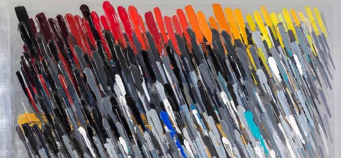 Notes silver - 180 x 120 cm - Monotype