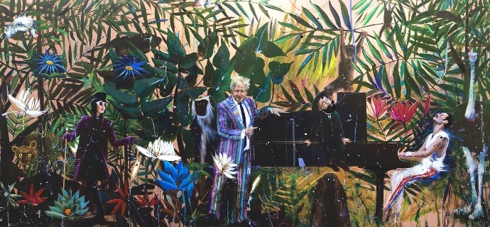 Concert in the jungle - 63" x 31" inch - Mixed media retouched