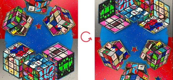 Pop rubik's cube - 50 x 70 cm - Technique Mixte