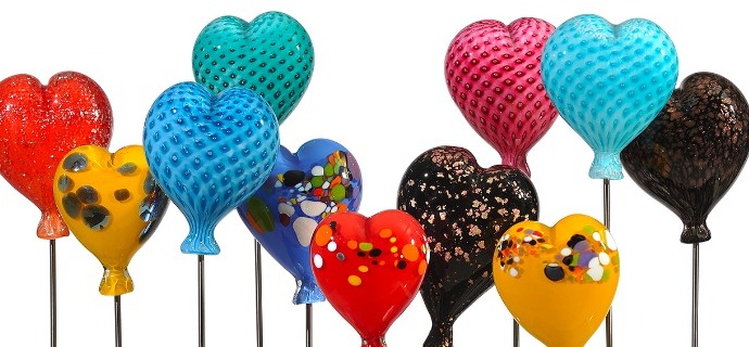 Hearts Balloons - Sculptures en verre soufflé