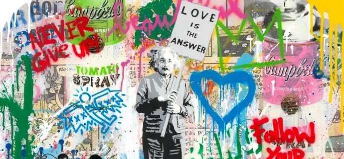 Einstein - 24" x 36" in - Silkscreen and mixed media on paper