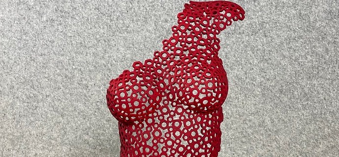 Délicate (Red) - Steel sculpture - 25 " inch
