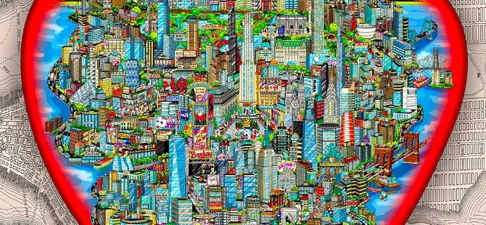 Chronicle of NY - 39" x 39" - Serigraphy 3D